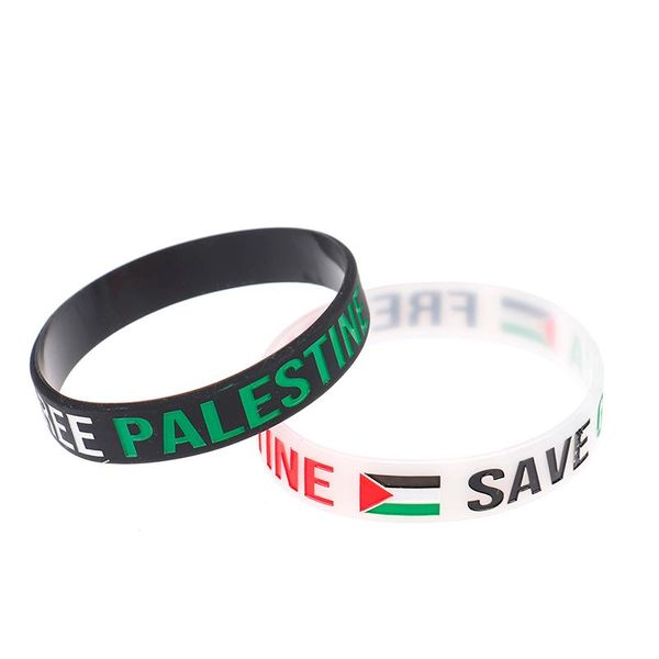 

bangle silicone rubber flag bracelets sports wrist band for women men, Black