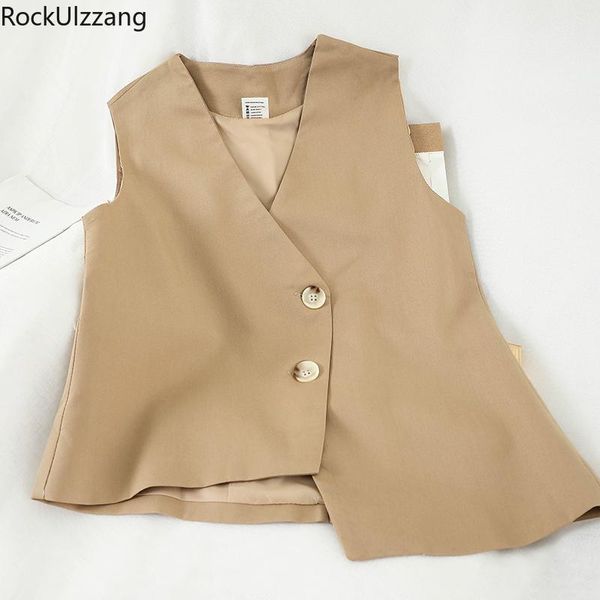 

women's vests solid color office ladies button irregular hem vest ol suit v-neck sleeveless blusas loose women coat cardigan chaque, Black;white