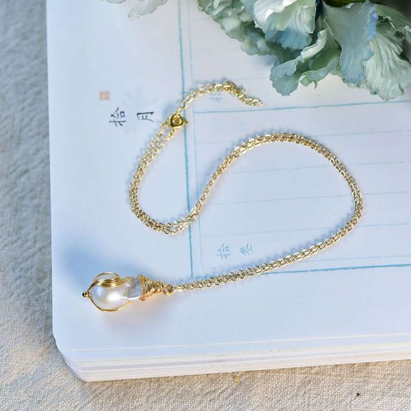 

baroque natural pendant special-shaped 14k dujin fashion versatile irregular pearl necklace, Silver