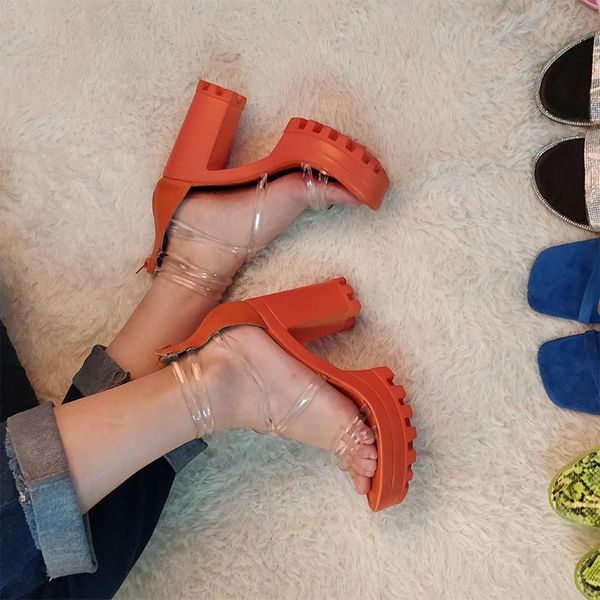 

busy girl ladies sandals arrival women's high heels with thick heel and pvc upper women shoes, Black