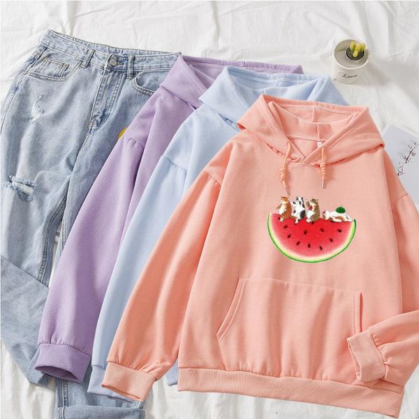 

women's hoodies & sweatshirts cute winter long sleeve kawaii cat graphic sweatshirt women harajuku korean streetwear oversized hoodie p, Black