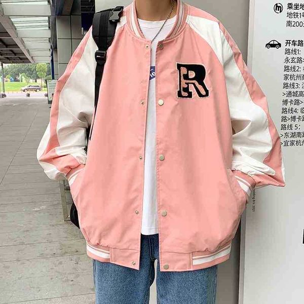 

men's coat fashion brand autumn and winter loose men's wear trend couple's casual jacket baseball suit, Black;brown