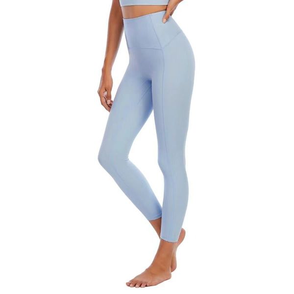 

skin friendly-naked feeling fitness pants without embarrassment women's high waist peach elastic tight capris yoga leggings outfit