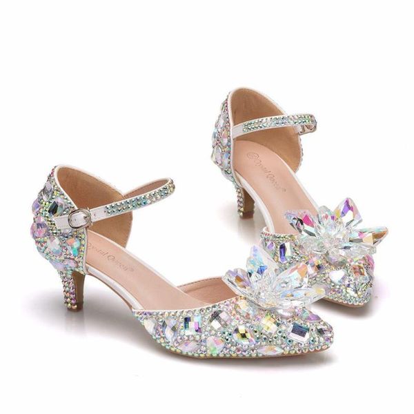 

dress shoes 2021 color rhinestone stiletto pointed sandals short with low heel large size women crystal wedding, Black