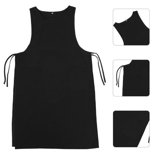

1pc loose sleeveless mid-length kitchen cooking apron household cotton aprons