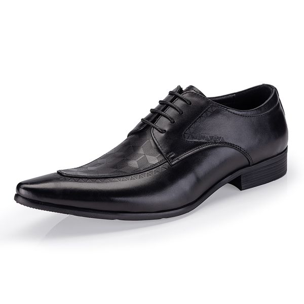 

fashion wedding party shoes genuine cow leather mens dress shoes formal business work male flats mens oxford shoes, Black