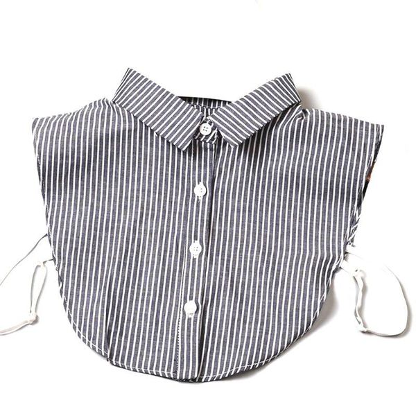 

bow ties k3nf vertical striped detachable collar women/man vintage choker necklace lapel shirt fake false clothing, Black;gray
