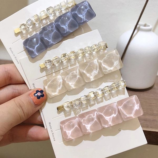 Korea Frauen Strass Haarnadeln Set Neue Design Kristall Wasser Welligkeit Geometrische Platz Haar Clips Mädchen Haar Schmuck Zubehör