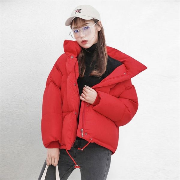 Chegada Coréia Moda Mulheres Jaqueta de Inverno Ladies Parkas Linda Menina Solta Digita Curto Casaco Quente Pão Algodão Acolchoado D297 210512