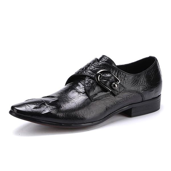 

dress shoes embossed leather mens pointed toe oxfords 2021 black coffee male fashion buckles spring wedding party formal