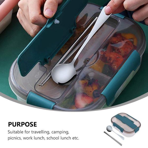 

dinnerware sets boxes lunch box compartment with spoon and fork leak- proof separated portable meal prep containers