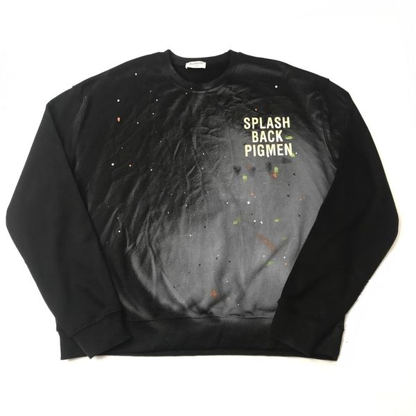 

sweatshirts paint splatter sweatshirt hip hop relaxed fit raglan pullover autumn streetwear, Black