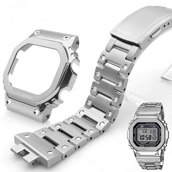 

watch bands watchband and bezel for gmw-b5000 316l stainless steel bracelet case cover metal strap belt tools, Black;brown