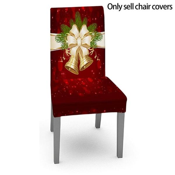 

christmas decoration chair cover bell pattern high elasticity waterproof slipcover wedding party holiday home covers