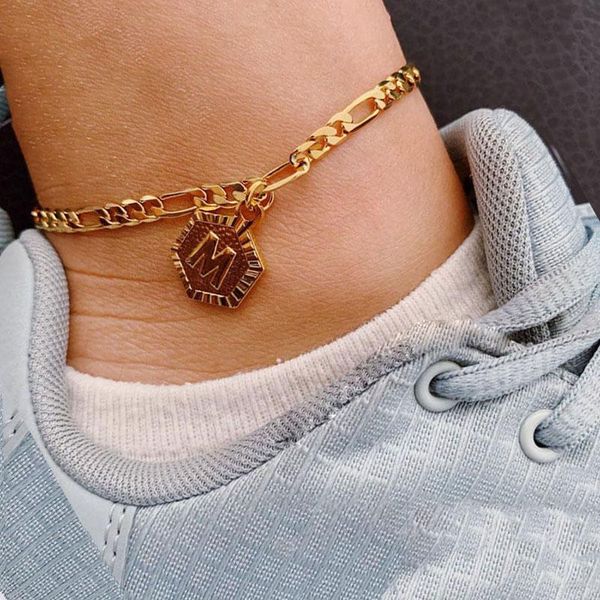 

anklets leg bracelets for women foot jewelry hexagon alphabet feet chain friendship gifts initial anklet, Red;blue
