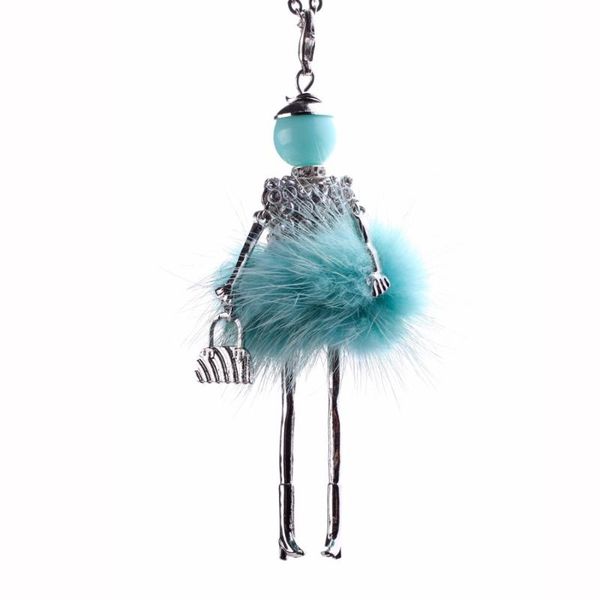 

pendant necklaces winter fur handmade french doll statement long chain alloy bohemian choker girls women accessories, Silver