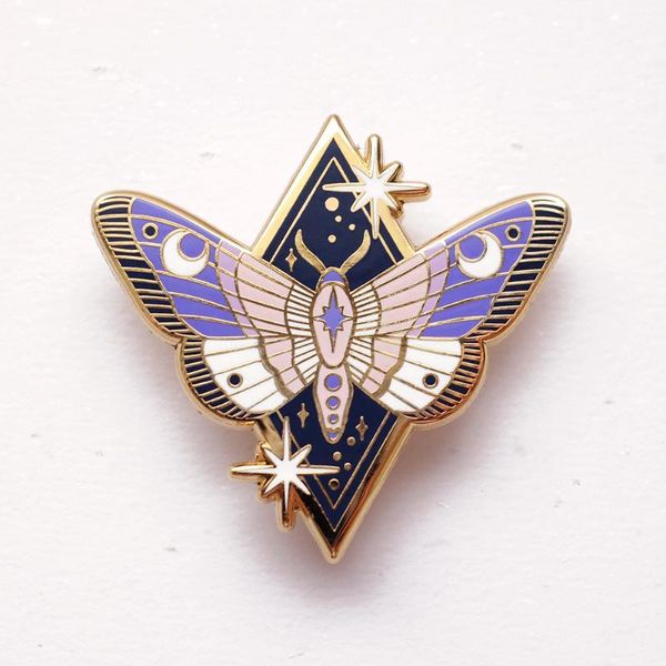 

pins, brooches starlight pink moth hard enamel pin beautiful purple butterfly cute animal metal badges accessories moon goddess badge jewelr, Gray