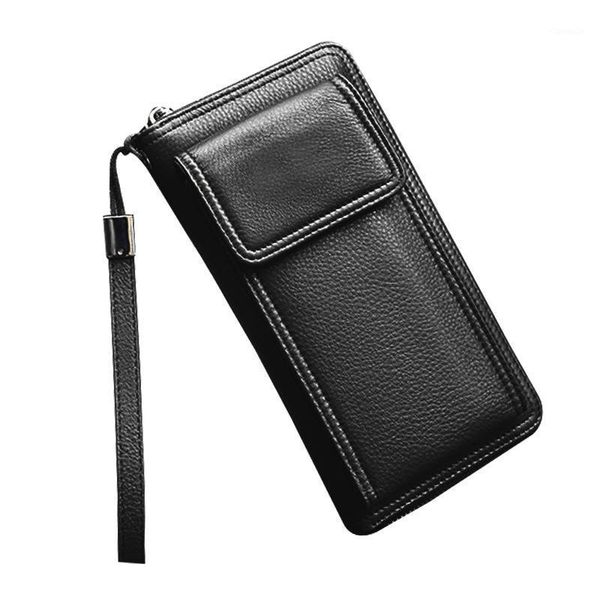 

high end men and lady durable genuine leather phone holder wallet casual handbag design purse. purse, White