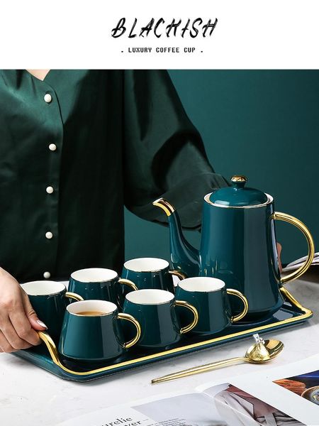 

cups & saucers coffee cup, european small luxury tea set, nordic ceramic cup. eight pieces in one set.