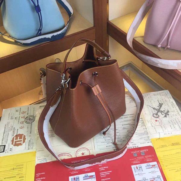 

women bucket bag shoulder bags tote classic patterned pastel gradient fashion with colorful calfskin decoration handle