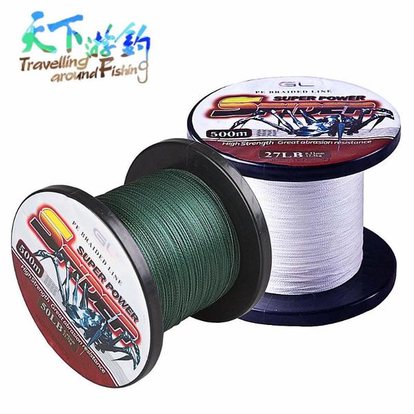 

500m 4 stands braided fishing line super power multifilamento pe saltwater 12-80lb quality professional braid