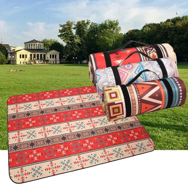 

outdoor pads picnic mat portable foldable moisture-proof printed beach blanket family with bag easy clean camping travel