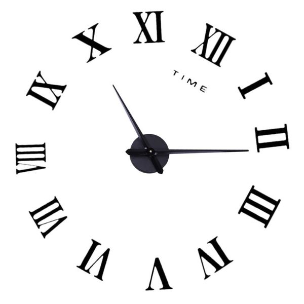 

wall clocks mirror surface clock diy home decorative living room (black shipment without battery)