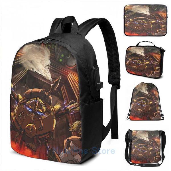 

backpack graphic print chrono trigger emergency [chronicles of time] usb charge men school bags women bag travel laptop