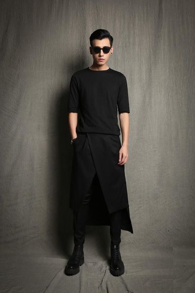 

the korean version of harem pants style hairdresser personality slim culottes nightclub singer casual pant men's, Black