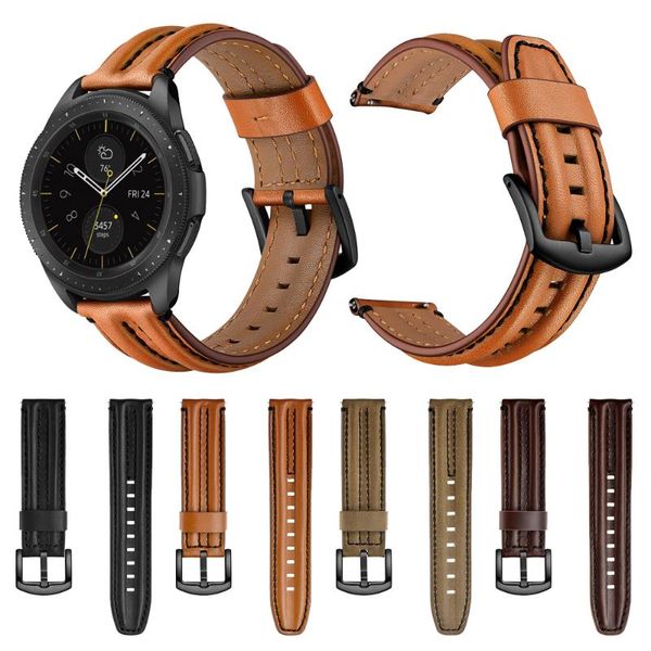 

watch bands genuine leather strap for samsung galaxy 46mm band watchband gear s3 classic/frontier bracelet 22mm, Black;brown