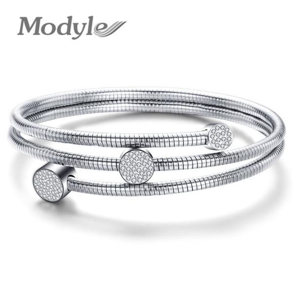 

bangle modyle fashion wrap jewelry bracelet for women stainless steel charm crystal beaded bracelets bangles, Black