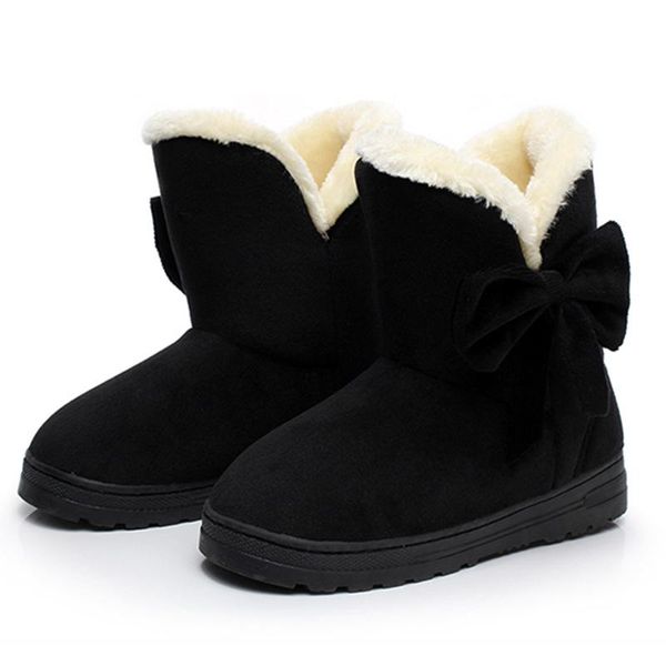 

boots 2021 women snow warm winter cute bowtie fashion ladies shoes yyj92, Black