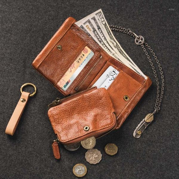 

men's wallet genuine leather first layer cowhide handmade coin purse zipper anniversary gift wallets1, Red;black