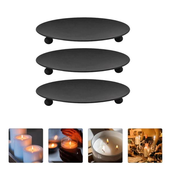 

candle holders 3pcs iron plate centerpiece display tray creative wedding candlestick