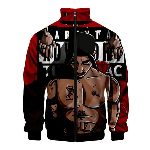 

men's jackets 2pac zipper casual hoodies fashion cool highstreet autumn and spring clothes sweatshirt streetwear 2021, Black;brown
