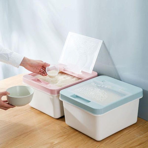 

storage bottles & jars 10kg insect-proof rice bucket household moisture-proof sealed box cylinder kitchen flour tank with cup