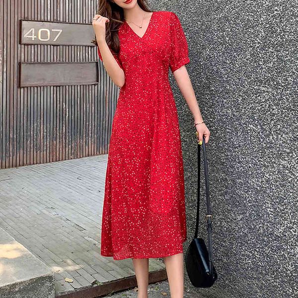 

dress retro chiffon floral long v-neck women summer new short maxi female sleeve vestidos plus size, Black;gray