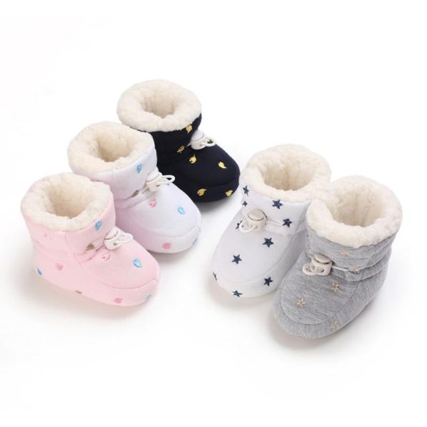 

boots cotton winter booties born baby non-slip sole toddler boys girls first walkers infant warm fleece shoes snow 0-18m, Black;grey