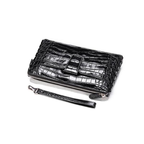 

wallets 2021 layer cowhide crocodile pattern clutch men's bag leather private custom-made wallet, Red;black