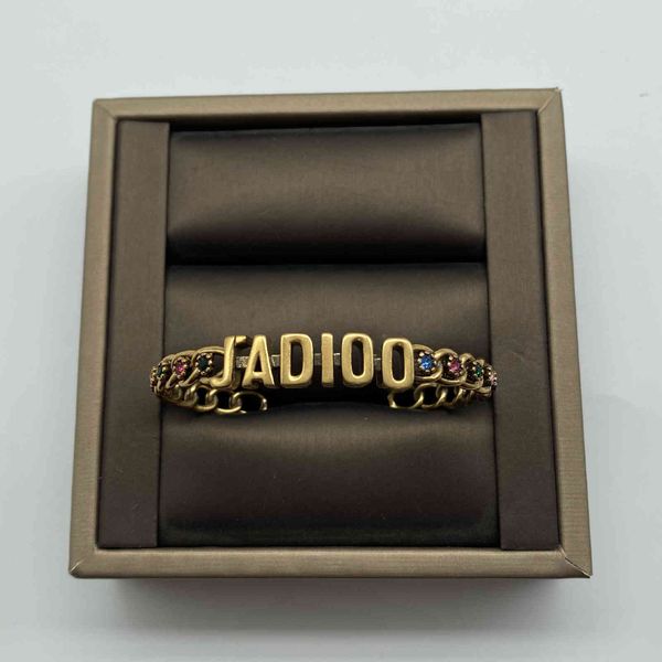 

design jewelry new european style color diamond water wave women's personality fashion net red same letter bracelet, Golden