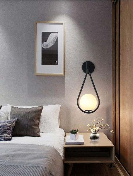 

wall lamp nordic personality creative living room metal fashion modern minimalist model bedside glass bedroom led