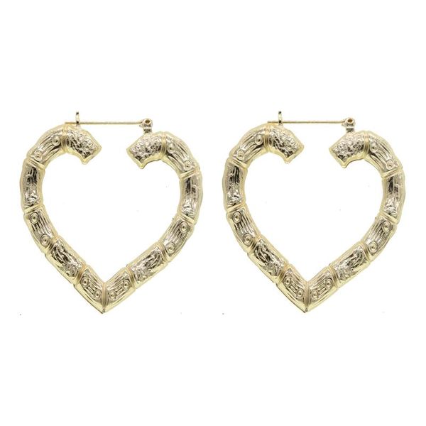 

hoop & huggie vintage fashion women jewelry bamboo tube gold color heart shaped earring, Golden;silver