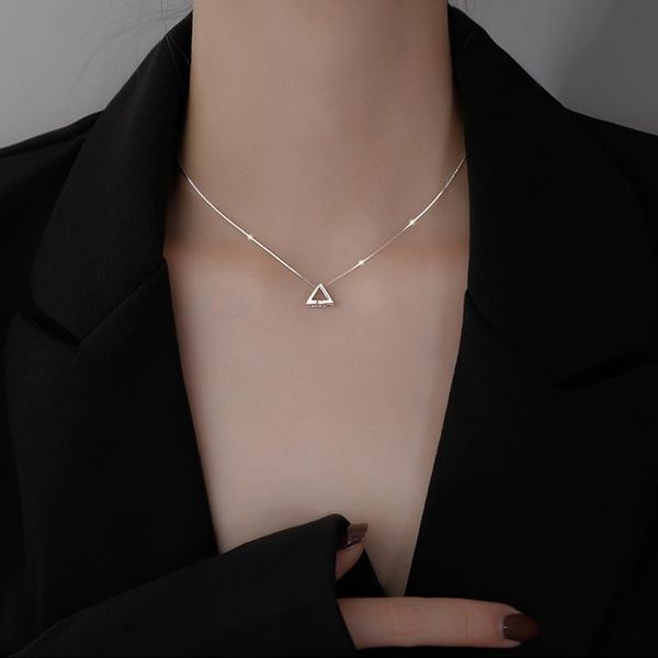 

chains 7rings trendy fashion style triangle geometric diamond silver necklace for women luxury jewelry accessories female