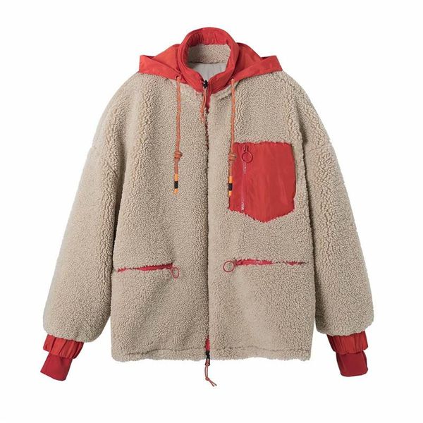 

women's jackets causal women grain kashmir jas 2021 fashion ladies pocket hooded loose streetwear chic rits overnight, Black;brown