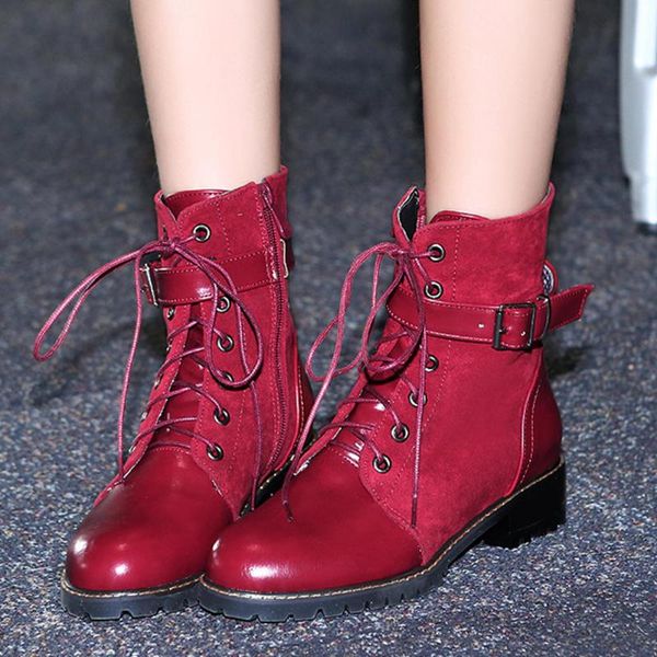 

boots brand big size 47 non-slip shoelaces classic leisure work boot stylish winter shoes women, Black