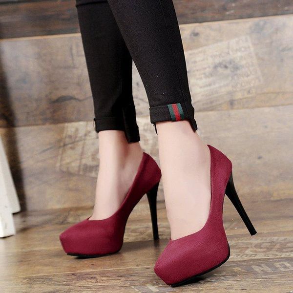 

dress shoes fashion women's pumps 2021 autumn platform party shallow ladies round toe thin high heels red black