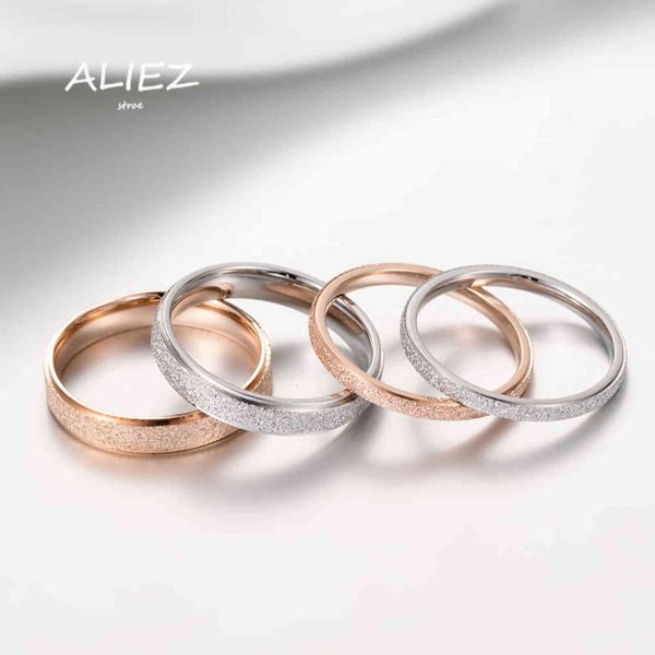 Classic Trendy Simples Anel Matte Titanium Aço para Mulheres Na moda Cauda Anel Rose Gold / Prata Cor de Casamento Jóias Presente G1125