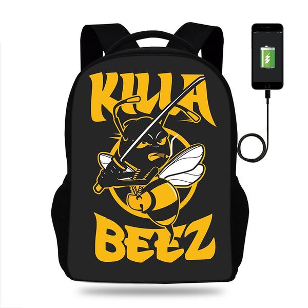 

backpack mochila wu tang killa bees hip multifunction usb charge laschool bags for teeneges boys/girls travel