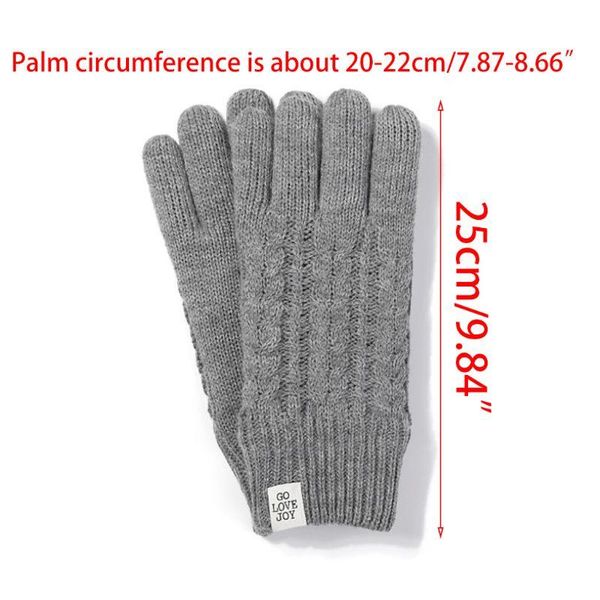 

five fingers gloves womens winter touch screen warm braided cable knit thermal lined mittens ., Blue;gray