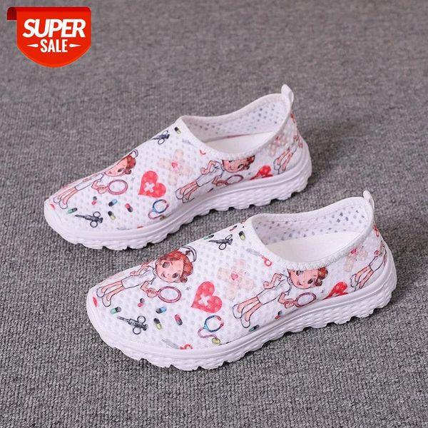 

nurse doctor print women sneakers cosplay shoes slip on light mesh shoes breathable flats zapatos planos halloween cosplay #gu79
